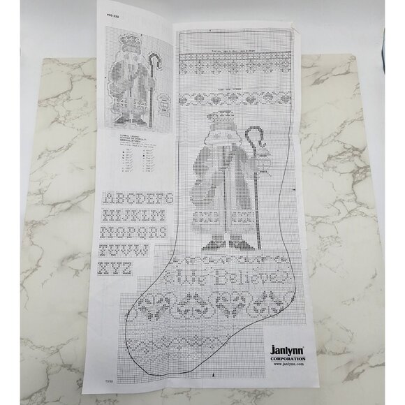 JANLYNN Vintage Christmas Stocking WE BELIEVE Cross Stitch Kit 1999 PATTERN ONLY - Picture 3 of 4
